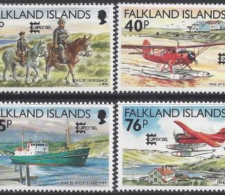 1996 Falkland Islands.  SG.766-9  Capex 96 Stamp Exhibition Toronto. (Mail Transport).  set 4 values U/M (MNH)