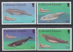 1996 Falkland Islands.  SG.771-4  Beaked Whales.  set 4 values U/M (MNH)