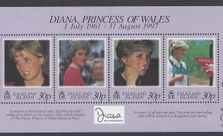 1998 Falkland Islands  MS.803  Diana, Princess of Wales Commemoration. mini sheet  U/M (MNH)