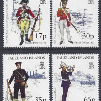 1998 Falkland Islands  SG.825-8   Royal Marine Uniforms.  set 4 values U/M (MNH)