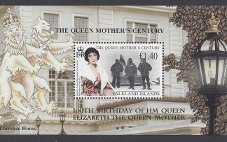 2000 Falkland Islands.  MS881 Queen Elizabeth the Queen Mother 100th Birthday.  mini sheet.  U/M (MNH)