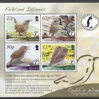 2009 Falkland Islands. MS.1148  Endangered Species Cobbs Wren. mini sheet. U/M (MNH)