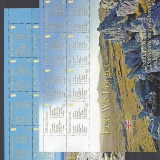 2007 Falkland Islands -  MS.1077  25th Anniversary of Liberation Falkland Islands.Lest We Forget. Mini sheets (pair)    U/M  MNH