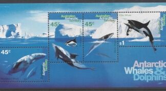 1995 Australian Antarctic MS.112  Whales & Dolphins.  mini sheet.  U/M (MNH)