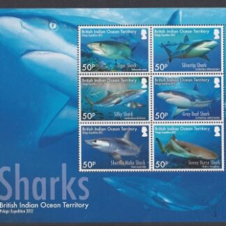 2016 British Indian Ocean Territories SG.488-93   - Sharks set 6 values Sheetlet. U/M (MNH)