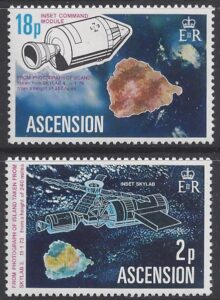 1975 Ascension Island. SG.185-6 Space Satellite. set 2 values U/M (MNH)
