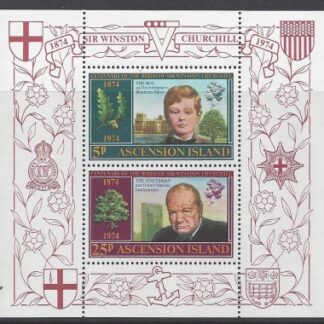 1974 Ascension Island. MS.184 Birth Centenary of Sir Winston Churchill. Mini sheet U/M (MNH)