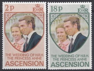 1973 Ascension Island SG.178-9 Royal Wedding. set 2 values U/M (MNH)
