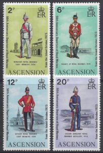 1973 Ascension Island SG.174-7 50th Anniversary Royal Marines Departure. set 4 values U/M (MNH)