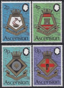 1973 Ascension Island SG.166-9 Royal Naval Crests (5th Series). set 4 values U/M (MNH)