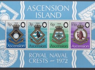 1972 Ascension Island  MS.158  Royal Naval Crests  (4th Series).   mini sheet  U/M (MNH)