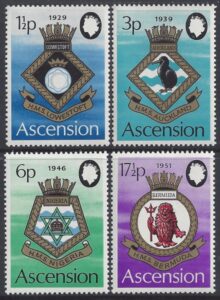 1972 Ascension Island SG.154-7 Royal Naval Crests (4th Series). set 4 values U/M (MNH)