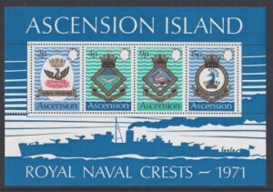 1971 Ascension Island MS.153 Royal Naval Crests (3rd Series). mini sheet U/M (MNH)