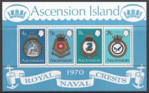 1970 Ascension Island MS.134 Royal Naval Crests (2nd series). mini sheet U/M (MNH)
