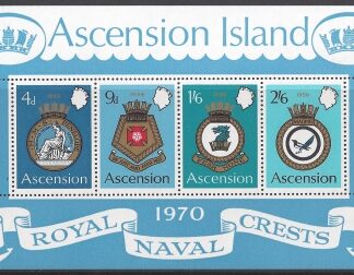 1970 Ascension Island  MS.134  Royal Naval Crests  (2nd series). mini sheet U/M (MNH)