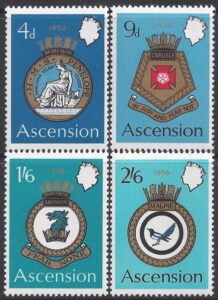 1970 Ascension Island SG.130-3 Royal Naval Crests (2nd series). set 4 values U/M (MNH)
