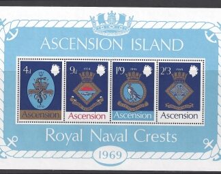 1969 Ascension Island  MS.125  Royal Naval Crests  (1st series). mini sheet U/M (MNH)