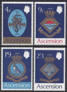 1969 Ascension Island SG.121-4 Royal Naval Crests (1st series). set 4 values U/M (MNH)
