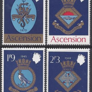 1969 Ascension Island  SG.121-4  Royal Naval Crests  (1st series). set 4 values U/M (MNH)