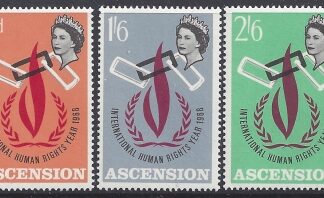 1968 Ascension Island.  SG.110-2  Human Rights Year  set 3 values U/M (MNH)