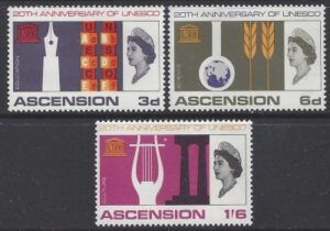 1967 Ascension Island. SG.107-9 20th Anniversary of UNESCO set 3 values U/M (MNH)