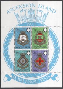 1973 Ascension Island MS.170 Royal Naval Crests (5th Series). mini sheet U/M (MNH)