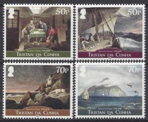 2014 Tristan Da Cunha. SG.1105-8 Augustus Earle set 4 values U/M (MNH)