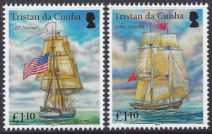 2015 Tristan Da Cunha. SG.1129-30 USS Hornet & HMS Penguin. set 2 values U/M (MNH)