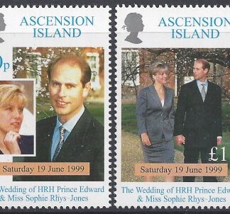 1999 Ascension Island. SG.774-5 Royal Wedding set 2 values U/M (MNH)