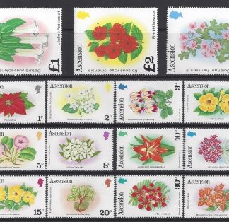 1981 Ascension Island. SG.282A -96A Flowers. set 15 values U/M (MNH)