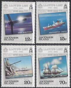 1984 Ascension Island. SG.359-62 250th Anniversary of Lloyds List. set 4 values U/M (MNH)