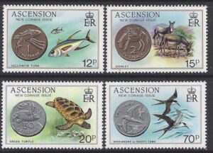 1984 Ascension Island. SG.363-6 New Coinage.. set 4 values U/M (MNH)
