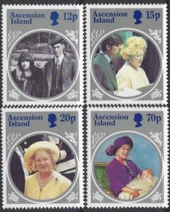 1985 Ascension Island. SG.376-9. Life & Times of Queen Elizabeth The Queen Mother set 4 values U/M (MNH)