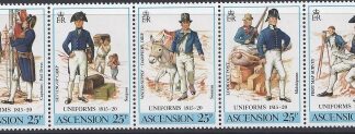 1987 Ascension Island.  SG.433-7 19th Century Uniforms.(1st series). set 5 values U/M (MNH)