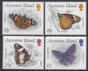 1987 Ascension Island. SG.438-41 Insects (1st series) Butterflies. set 4 values U/M (MNH)