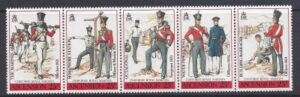 1988 Ascension Island. SG.478-82 19th Century Uniforms (2nd series) set 5 values U/M (MNH)