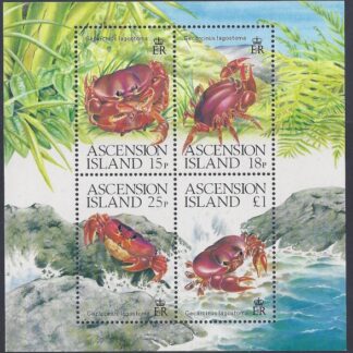 1989 Ascension Island. MS.491  Land Crabs. mini sheet. U/M (MNH)
