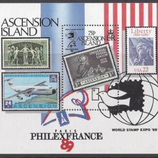 1989 Ascension Island. MS.492  Philexfrance89 Int. Stamp Exhibition. mini sheet. U/M (MNH)