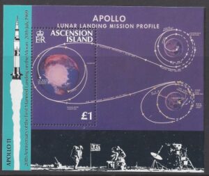 1989 Ascension Island. MS.497 20th Anniv. of First Manned Landing on The Moon. mini sheet U/M (MNH)
