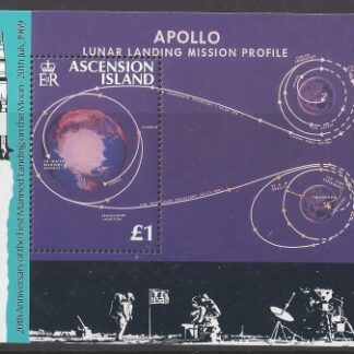 1989 Ascension Island. MS.497  20th Anniv. of First Manned Landing on The Moon.  mini sheet U/M (MNH)