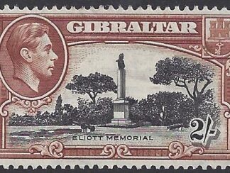 1938 Gibraltar. SG.128a KGVI 2/- black & brown. perf 13½ lightly mounted mint.