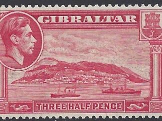 1938-51 Gibraltar. SG.123a  KGVI.1½d carmine perf 13½ lightly mounted mint.