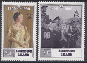 1990 Ascension Island. SG.525-6 90th Birthday Queen Elizabeth the Queen Mother. set 2 values U/M (MNH)