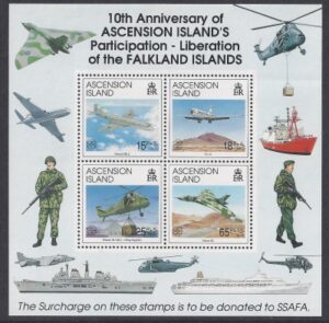 1992 Ascension Island. MS.586 10th Anniv. of Liberation of Falkland Islands. mini sheet U/M (MNH)