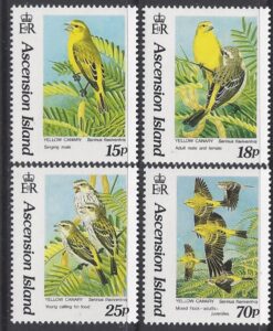 1993 Ascension Island. SG.591-4 Yellow Canary set 4 values U/M (MNH)
