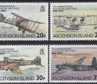 1993 Ascension Island. SG.595-8 75th Anniv. Royal Airforce. set 4 values U/M (MNH)