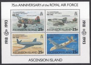 1993 Ascension Island. MS.599 75th Anniv. Royal Airforce. mini sheet U/M (MNH)