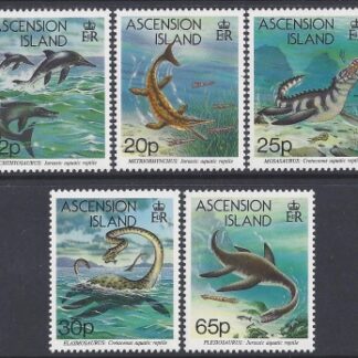 1993 Ascension Island. SG.614-8 Prehistoric Aquatic Reptiles set 5 values U/M (MNH)