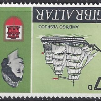 1967 Gibraltar. SG.207w 7d ships 'inverted watermark' variety. U/M (MNH)