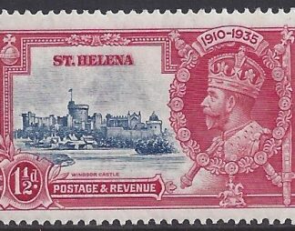 1935 St Helena. SG.124f  1935 Jubilee 1½d deep blue & carmine variety 'diagonal line by turret' M/M